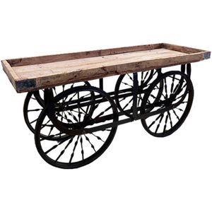 by Mooss - Bloemenkar - Serveerwagen - Display - Side Table - Wandtafel - Feest - Bruiloft - Marktkar - 160 cm - 4 wielen - Hout - Vintage