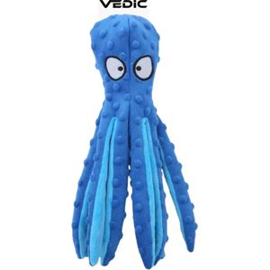 VEDIC® - Octopus Blauw Honden Knuffel - Piepspeelgoed - Geen vulling - 32CM