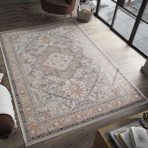 the carpet Enna modern easy-care vloerkleed, plat geweven met antisliprug, slipvast en slijtvast vloerkleed, beige, 240 x 340 cm