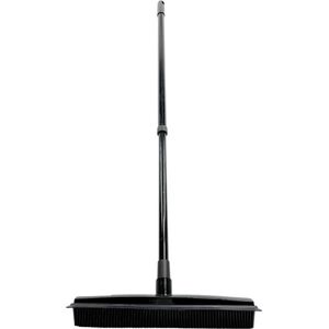 Zachte Rubberen Bezem Zwart 30cm - Vloertrekker voor Badkamer Huisdierenhaarverwijderaar - Met Steel 60/120 cm