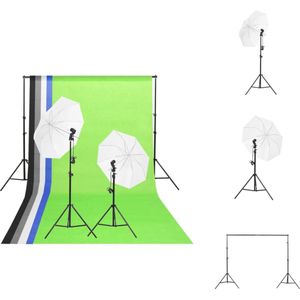 vidaXL Verlichtingsset fotostudio - Achtergrondset 300 cm - Energiezuinige LED-lampen - Natuurlijke verlichting - Geschikt voor analoge en digitale fotografie - Zachte lichtinval - Zwart - Aluminium frame - Draagtas - Fotostudio Set