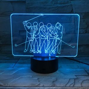 3D Led Lamp Met Gravering - RGB 7 Kleuren - Golf