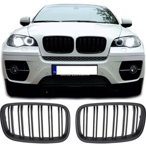 Sportieve Grille geschikt voor BMW X5 E70 en X6 E71 dubbele spijl mat zwart