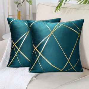 Boraboi ® Fluwelen Kussenslopen Set van 2 met Gouden Geometrische Strepen voor Stijlvolle Decoratie