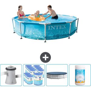 Intex Rond Frame Zwembad - 305 x 76 cm - Waterprint - Inclusief Pomp Filters - Afdekzeil - Chloor