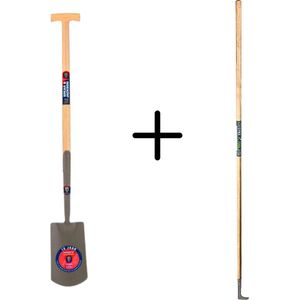 Spear & Jackson Spade Gesmeed + Synx Tools Voegenmes RVS - 10 JAAR Garantie 1043GL - Tuinschep Essenhout Steel 120 cm - onkruidmes - voegenkrabber met steel 150cm