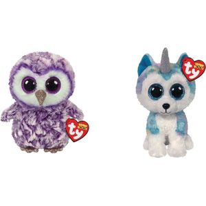 Ty - Knuffel - Beanie Boo's - Moonlight Owl & Helena Husky