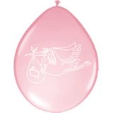 Folat - Roze geboorte ballonnen ooievaar