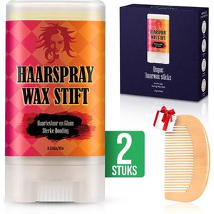 Qsync® Wax Stick Haar - 2 Stuks a 15 gram - Anti Pluis Stick - Anti Frizz - Haar Stick - Anti Pluis haar - Sterk - Bosbes Geur - Inclusief Gratis Kam