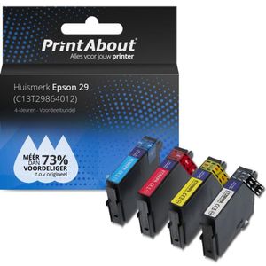 PrintAbout huismerk Inktcartridge 29 (C13T29864012) 4-kleuren Multipack geschikt voor Epson