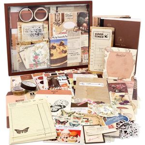 EverToys Bullet Journal Set - 348x stuks - Notitieboek A6 - Accesoires - Stickers - Sjablonen - Producten - Washi Tape - Stiften - Scrapbook album - Bruin