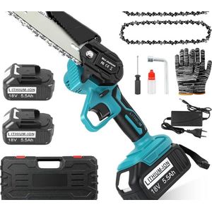 Mini Kettingzaag – Mini Chainsaw – Elektrische Snoeischaar – Handkettingzaag – Takkenzaag – Houtzaag – Zaagmachine – Draagbaar – Draadloos - Blauw