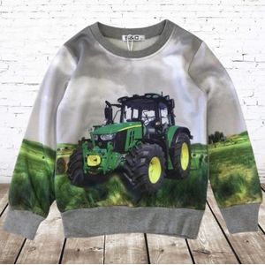 Kinder sweater met John Deere trekker H258 -s&C-146/152-Trui jongens