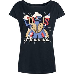 Sesame Street - Love Is All We Need Cookie Loose Dames T-shirt - M - Zwart