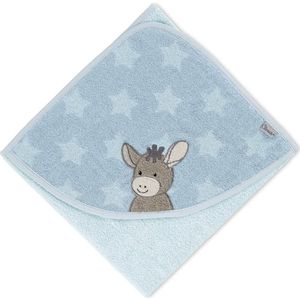 Badhanddoek met capuchon , leeftijd: vanaf 0 maanden, 80 x 80 cm, lichtblauw met sterren