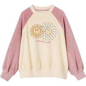 Vertbaudet Terry raglan sweatshirt met bloemen voor meisjes