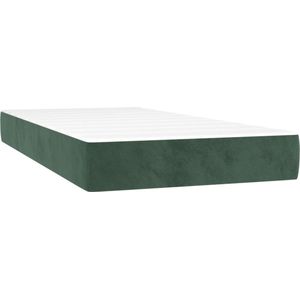 vidaXL - Pocketveringmatras - 90x210x20 - cm - fluweel - donkergroen