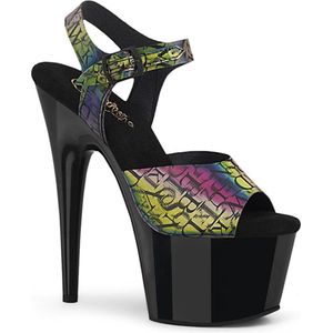 Pleaser - ADORE-708N-LTP Sandaal met enkelband, Paaldans schoenen - US 9 - 39 Shoes - Multicolours/Zwart