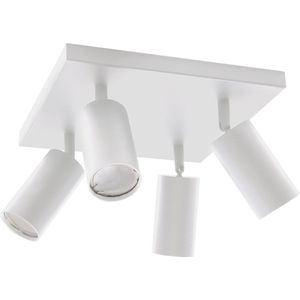 Modern Plafond Spot - Keuken/woonkamer/Slapkamer Lamp - 4 x GU10 Fitting Armatuur - Vierkant - Wit