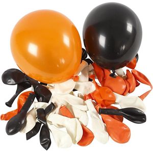 Creotime Ballonnen Voor Helium Zwart/ Oranje/ Wit 100 Stuks