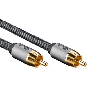 Digitale Coax Audiokabel - Verguld - Premium - Nylon Sleeve - 10 meter - Zwart/Grijs