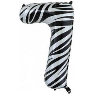 Wefiesta Folieballon Cijfer 7 Zebra 86 Cm Zwart/wit