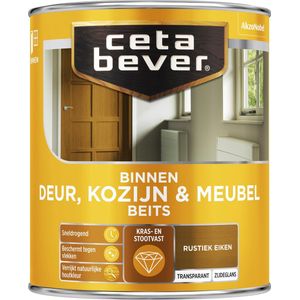 CetaBever Binnen Deur, Kozijn & Meubel Beits - Zijdeglans - Rustiek Eiken - 750 ml