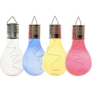 4x Buiten LED wit/blauw/geel/rood peertjes solar verlichting 14 cm - Tuinverlichting - Tuinlampen - Solarlampen zonne-energie