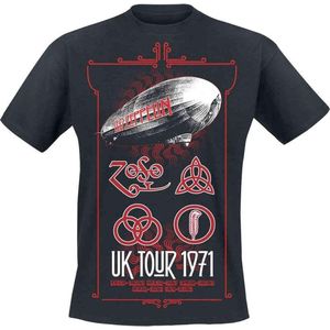 Led Zeppelin - UK Tour '71. Heren T-shirt - 2XL - Zwart