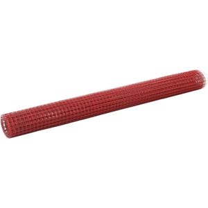 vidaXL Draadgaas vierkant 10x1.5 m staal met PVC coating rood
