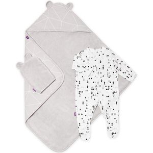 Snuz Baby bad en bed set  - Geo Mono - handdoek en slaappakje
