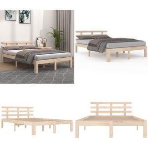 vidaXL Bedframe massief hout 135x190 cm Double - Bedframe - Bedframes - Bed - Bedbodem