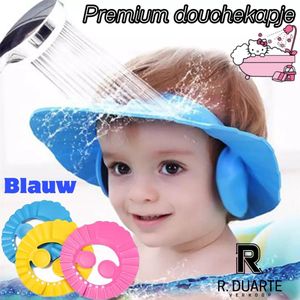 Douche Muts / Kapje / Cap Blauw. Baby - Dreumes - Peuter. Met oorbescherming-Douchekapje peuter & baby - Douche Shower Cap Douche Kap Baby Kinderen Kind Douche kap