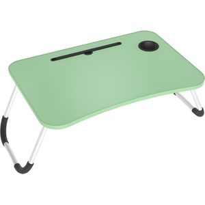 Aufun Verstelbare Laptoptafel - Bedtafel - Laptopkussen - Laptoptafel Verstelbaar - Laptoptafel Bed - Schootkussen Laptop - Laptray - Laptop Tafel - Schoottafel - met Tablet Slot en Cup Slot-40 x 60 x 27 cm (Groen)