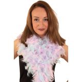 Boa pastel lila paars/roze/blauw 180 cm - Carnaval-/feestkleding - Veren verkleed boa - 50 grams