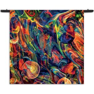 Mezo Wandkleed Colorfull Art Design Rechthoek Vierkant XXL (180 X 180 CM) - Wandkleden - Met roedes