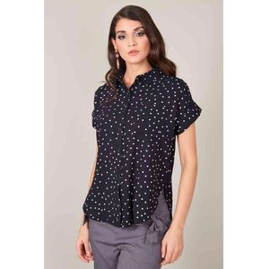 Voodoo Vixen - Brie Brie polka dot Blouse - S - Zwart