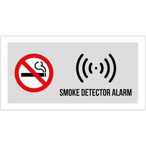 Pictogram/ bord | Rookverbod - ""Smoke detector alarm"" | 30 x 15 cm | Toilet | Verboden te roken | Rookvrij | Kunststof | WC | 1 stuk
