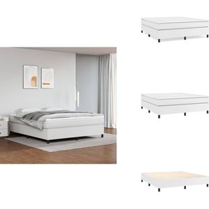 vidaXL Boxspring - Boxsprings - Bed - Slaapmeubel - Boxspring met matras kunstleer wit 160x200 cm
