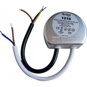 LED voeding - compact - rond | in 230V AC - uit 12 Volt DC | 15 Watt - 1,25A | IP67