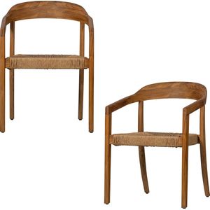 Exotan Chena Eetstoel - Wicker/Teak - Naturel - Set van 2