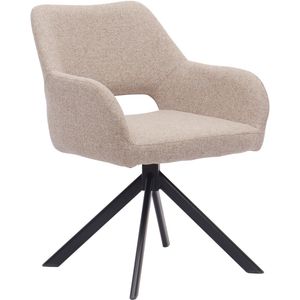 Ams Living® Eetkamerstoel Draaibaar | Luxe afwerking | Stoffen Stoel met Metalen Poot | Kleur Fine Taupe | Eettafel Stoelen | Design Kuipstoelen Eettafel