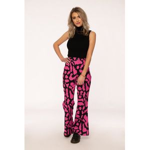 Floritzi - Broek - Flared - Roze - Zwart - Eyecatcher pantalon - Panter - Maat M