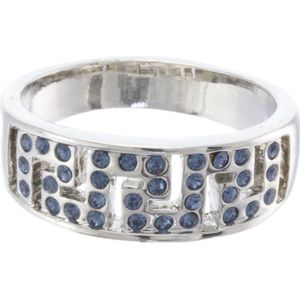Behave - Ring - Zilverkleurige ring met blauwe kristalsteentjes - Nikkelvrij - Luxe Design
