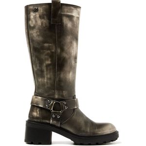 Lazamani Salome Dames Biker Boots Leer Pewter Maat 41