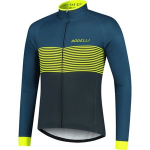 Rogelli Boost Fietsshirt - Lange Mouwen - Heren - Blauw, Fluor Geel - Maat L