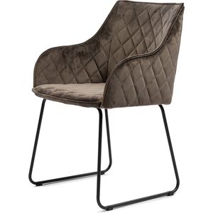 Riviera Maison Eetkamerstoel Met Armleuning - Isco Drive Dining Armchair - Velvet - Antraciet Grijs