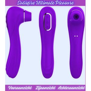 Satisfire Ultimate Pleasure - Luchtdruk Stimulatie en Vibrator - Duo Model 2 in 1 Adult 18+ Toy - Totaal 20 Standen - Inclusief USB Oplaadkabel - Violet