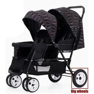 kinderwagen - Jogging buggy - Runner - Lichtgewicht kinderwagen - Baby kinderwagen - Kinderwagen - Dubbele kinderwagen - Kinderwagen met twee Zitplaatsen - Opvouwbare kinderwagen - Voor- en Achterstoelen voor Baby's - Zwart