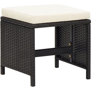 vidaXL Tuinkrukken set van 4 met kussens zwart Tuin Bankje - Buiten Stoel - Lounge Stoel - Relax Stoel - Voetensteun